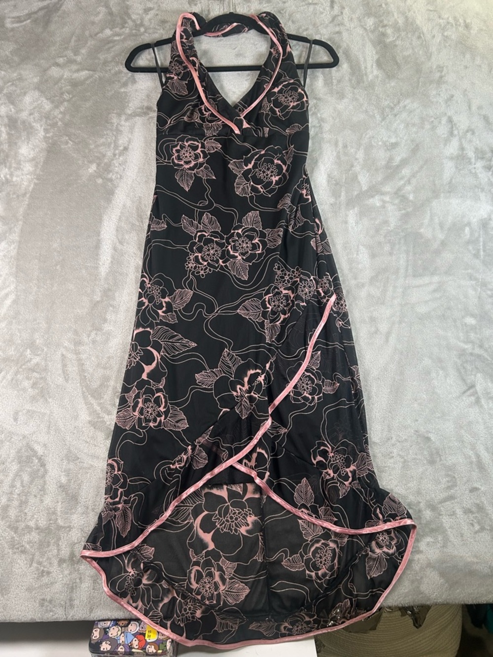 Vintage ruby rox Black & Pink Floral Halter Maxi Dress